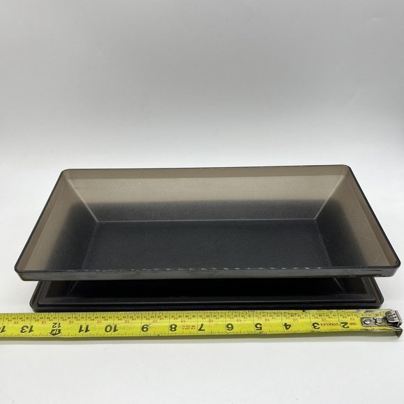 Tupperware Get Together Buffet Set Tray Servers Smoky Black Gray Lot Of 2 - Picture 7 of 11